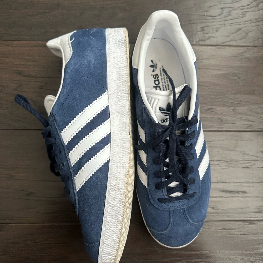 Adidas Men's Navy and White Sneakers